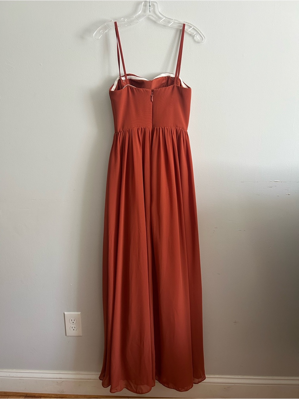 Azazie Bridesmaid Spaghetti Strap Rust Maxi Dress - Picture 2 of 16